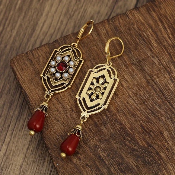 Boho Ethnic Geometric Waterdrop Stone Earrings J - Picture 5 of 6